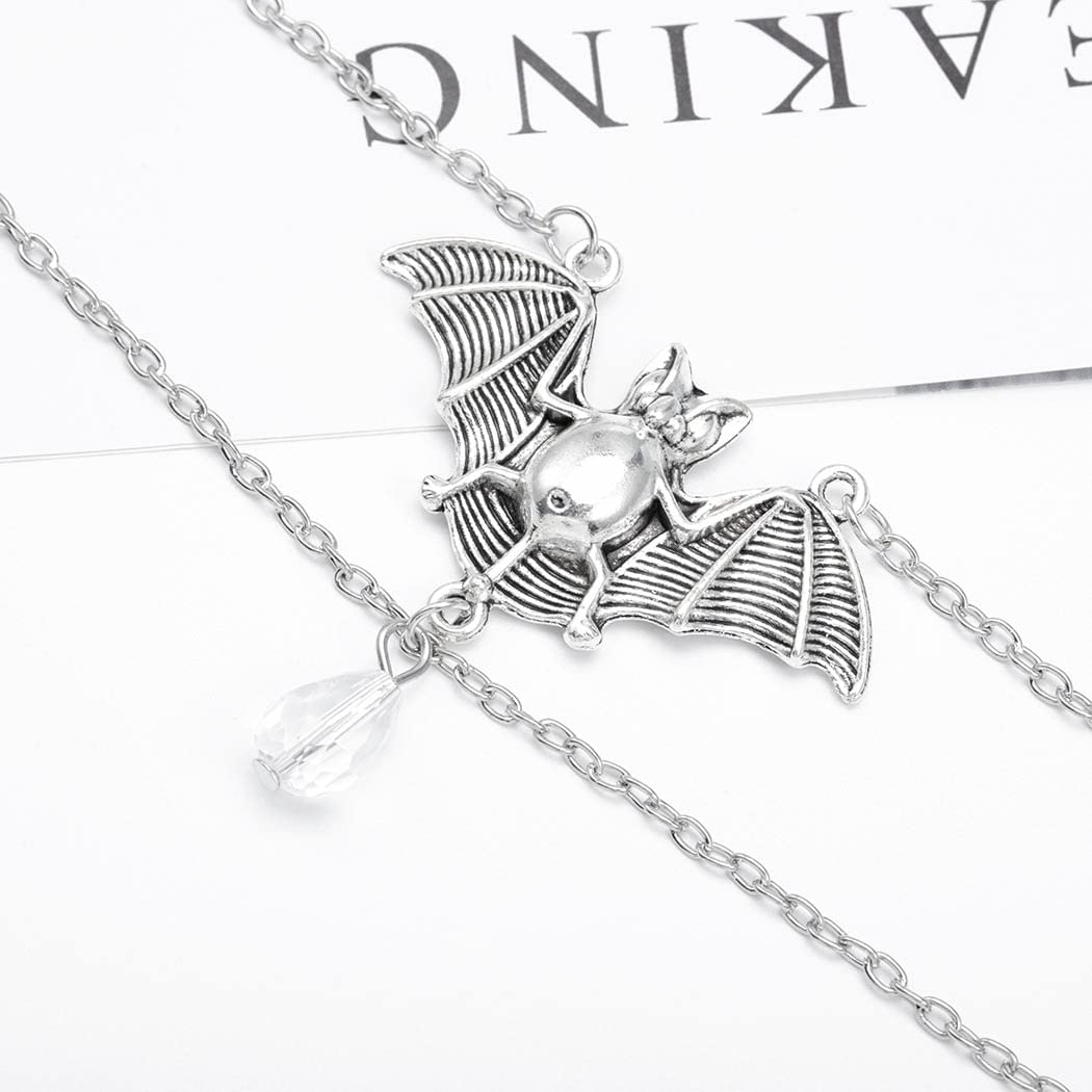 Boho Bat Head Chain Crystal Pendant Hair Jewelry – Elastic Halloween Hair Accessories for Women & Girls – Perfect for Costume Parties, Cosplay, and Festival Outfits