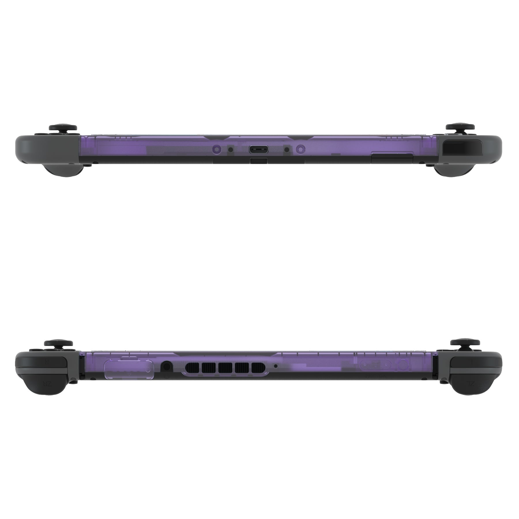 eXtremeRate DIY Replacement Housing Shell & Front Frame with Volume & Power Buttons for Nintendo Switch Console - Clear Atomic Purple - Perfect for Switch Modding & Customization Projects