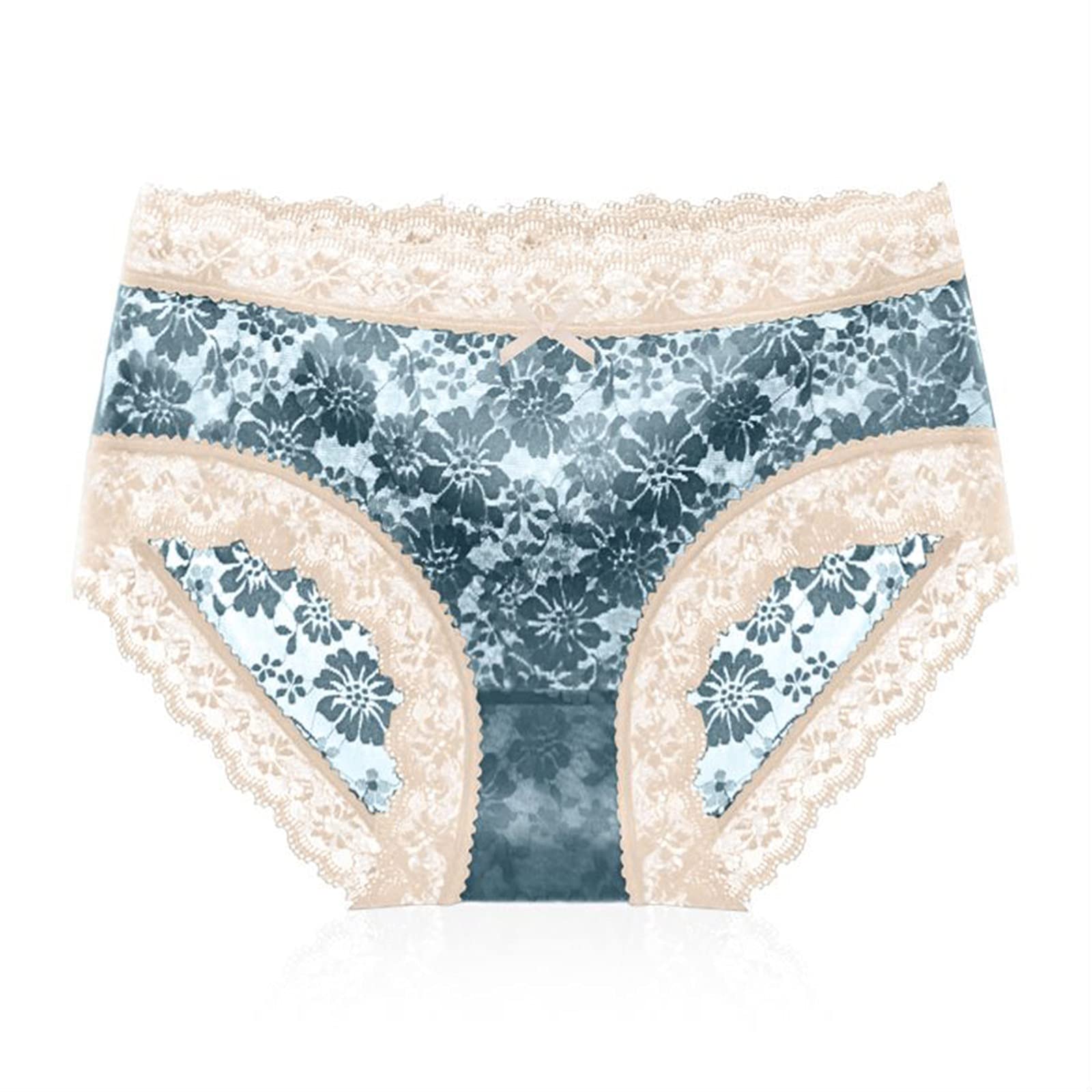 Women's High Waist Seamless Underwear Panties with Floral Lace Trim - Comfortable & Breathable Intimates for Everyday Wear, Yoga, and Sleep