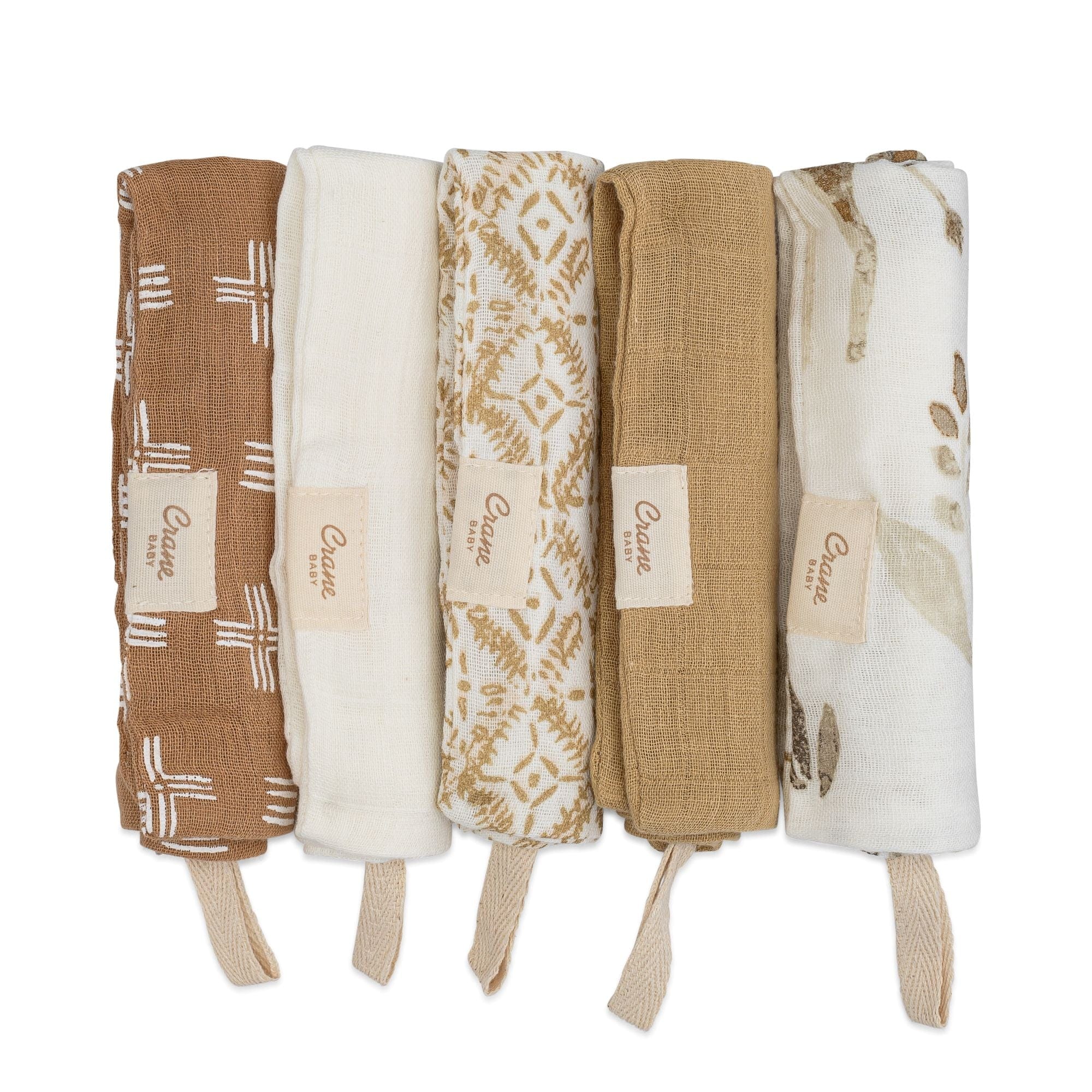 Premium 5-Piece Crane Baby Kendi Wash Cloth Set | Ultra Soft & Absorbent Baby Towels | Perfect for Bath Time, Diaper Changes & Gentle Skin Care