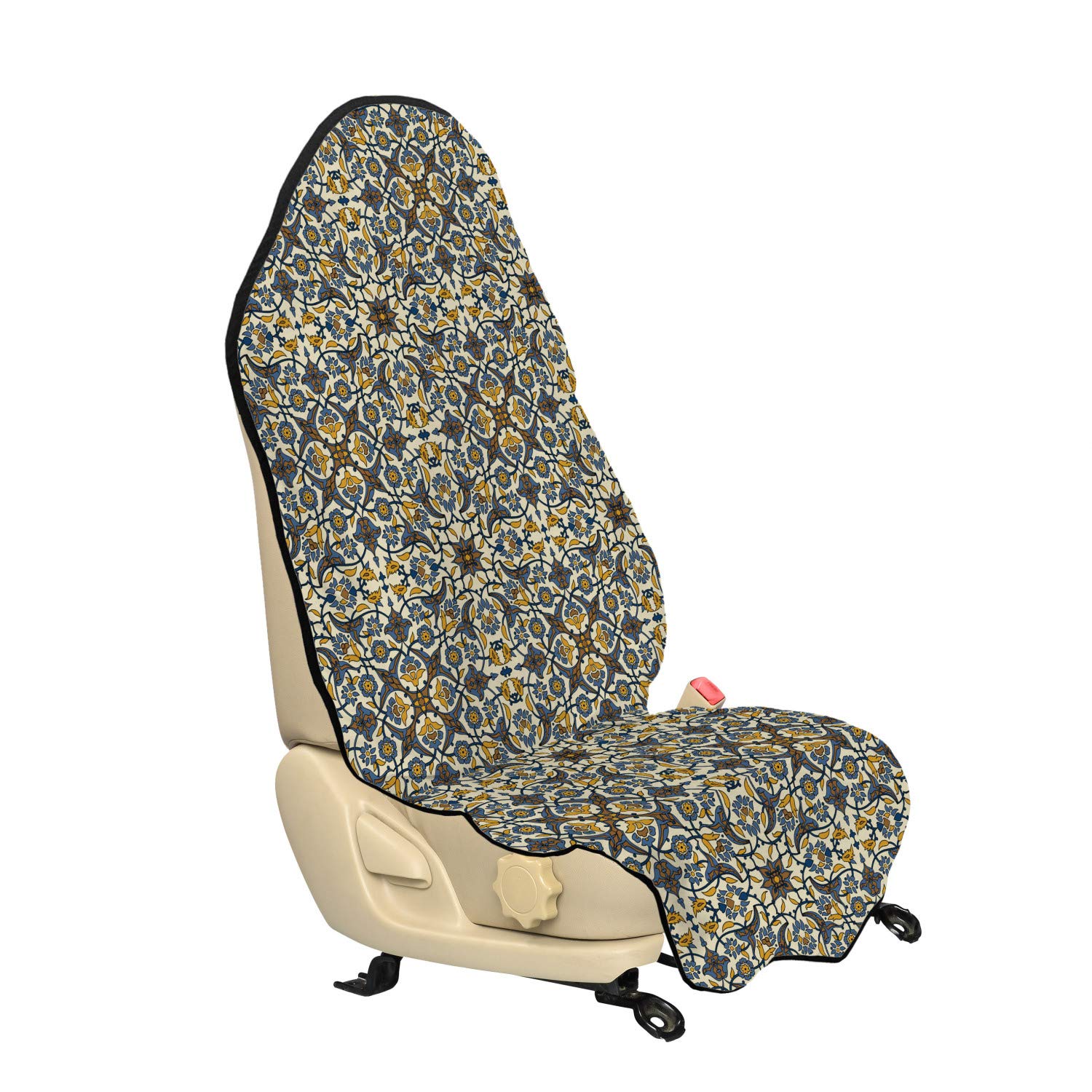 Ambesonne Turkish Pattern Car Seat Hoodie - Floral Traditional Style Universal Fit Non-Slip Car Seat Cover Protector 30