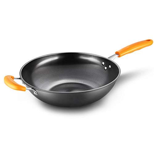 GDSKL 30cm Thickened Stainless Steel Induction Cooker Wok - Non-Stick, Oil-Saving, Smoke-Free Physical Uncoated Frying Pan for Home Cooking | Perfect for Stir-Fry, Deep Frying & Asian Cuisine