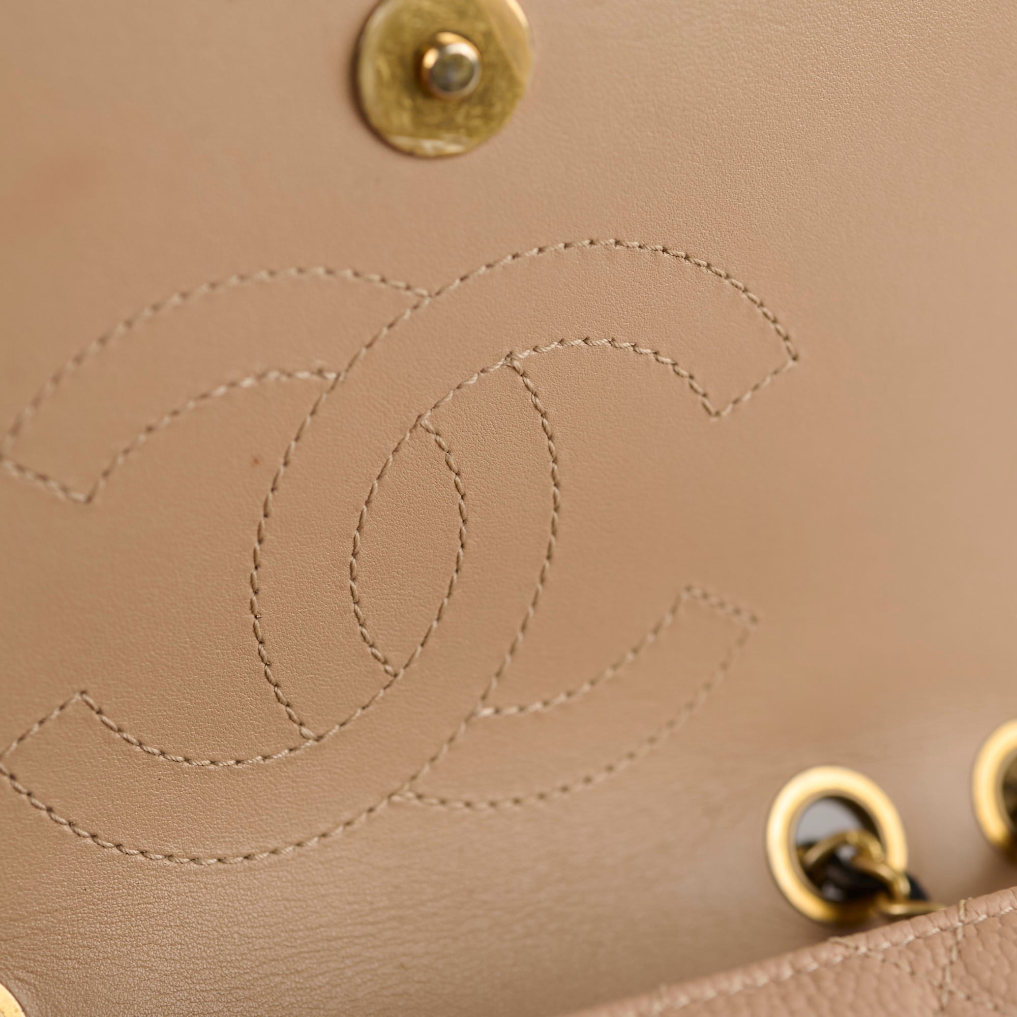 Chanel Small Filigree Beige Caviar Leather Crossbody Bag 23P Collection - Perfect for Date Night & Evening Events