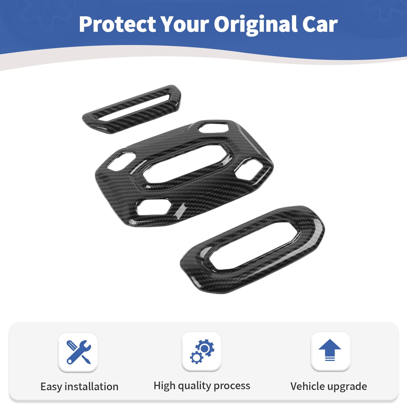 Premium Carbon Fiber Dome Light Cover Trim for Jeep Wrangler JL & Gladiator JT (2018-2023) - Interior Accessories Set of 3 - Upgrade Your Off-Road Vehicle Lighting for Night Adventures & Camping
