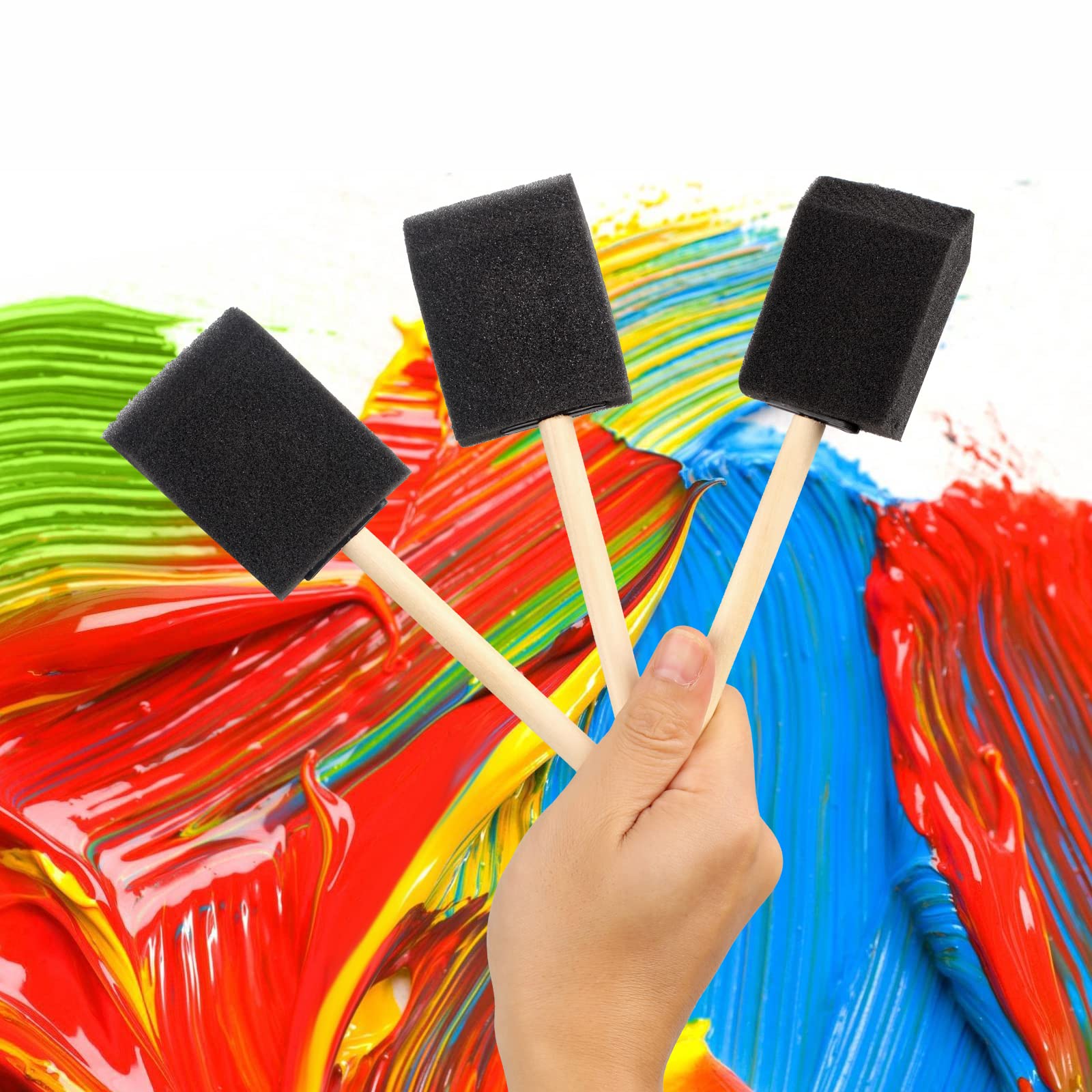 20 Pcs 2 Inch Foam Paint Brushes with Wood Handle - Sponge Brushes for Painting, Staining, Varnishing & DIY Crafts - Perfect for Home Decor, Furniture Refinishing & Art Projects