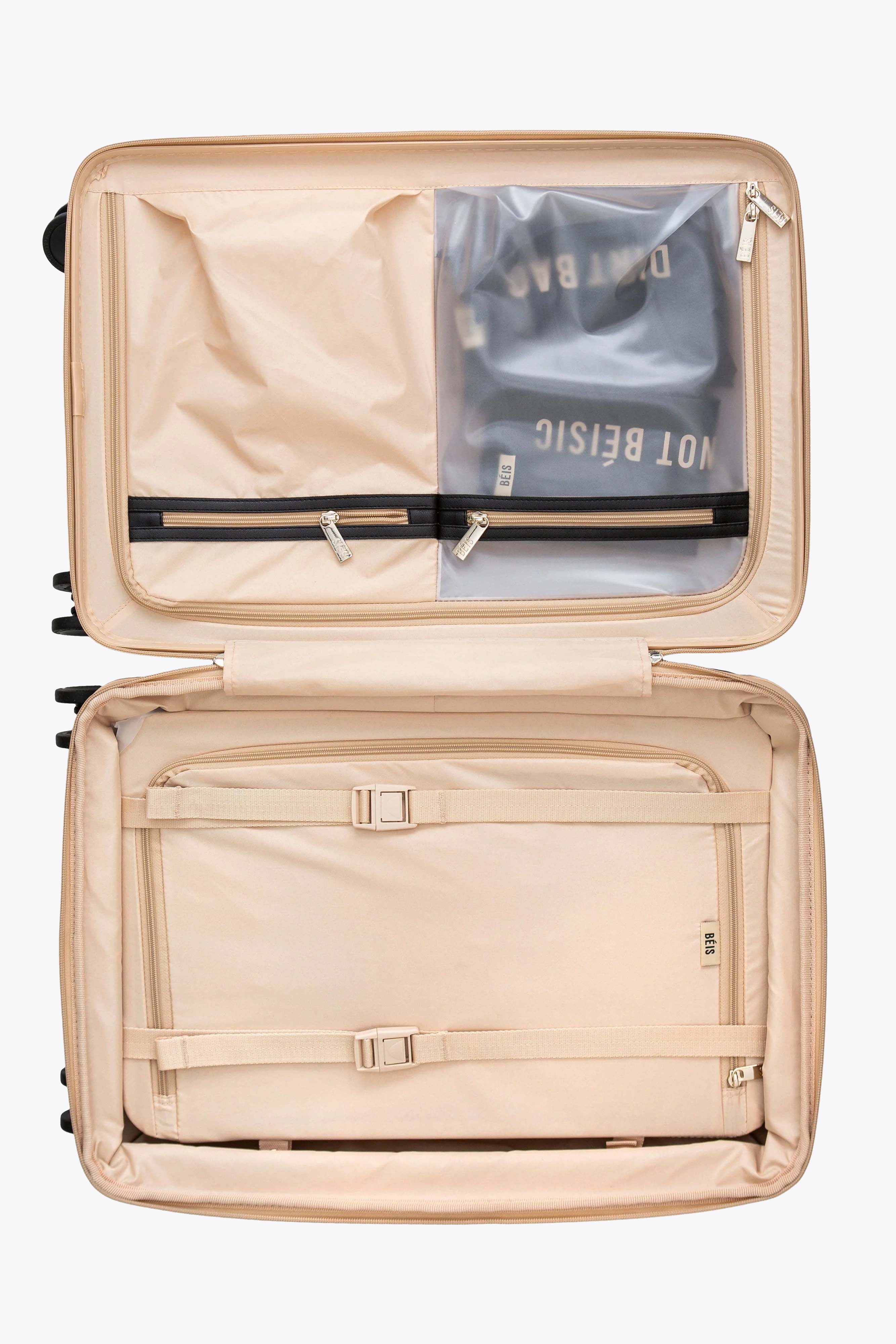 Large Beige Check-In Luggage Roller Suitcase - Perfect for Air Travel, Business Trips & Vacation Packing