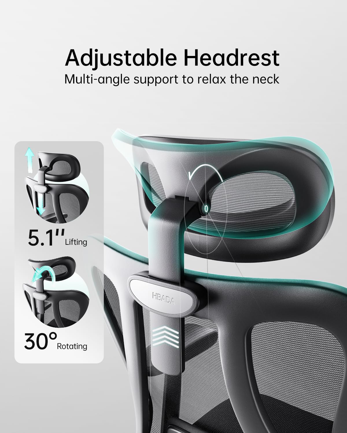 Hbada P3 Ergonomic Office Chair - 2D Adjustable Lumbar Support, Adjustable Headrest & Armrest, 145° Recline, Black - Perfect for Home Office, Gaming & Workspace Comfort (No Footrest)