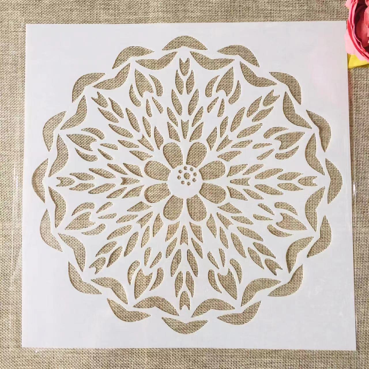 30x30cm Reusable Geometric Plum Spike Stencils for DIY Painting - Wall, Floor, Furniture & Scrapbook Decoration | Perfect for Home Decor, Craft Projects & Artistic Designs
