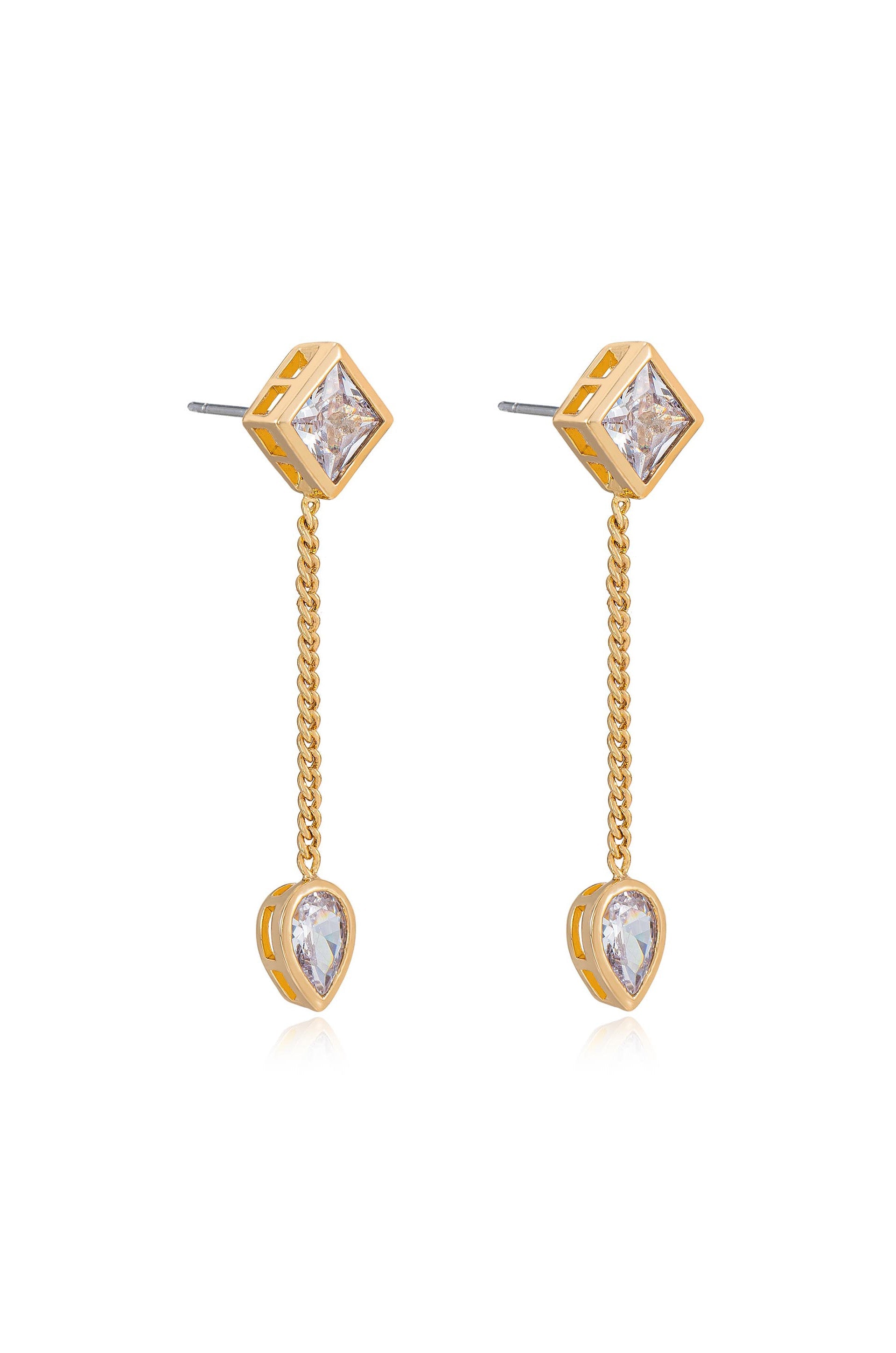 Exquisite Bezel Crystal Drop Earrings for Women - Elegant Dangle Earrings for Parties, Weddings & Evening Events