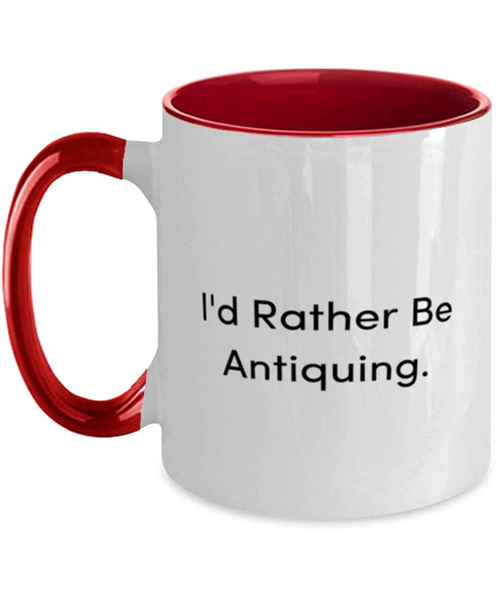 Vintage Lover's Mug - 'I'd Rather Be Antiquing' Funny Two-Tone 11oz Coffee Cup - Perfect Gift for Antique Enthusiasts & Friends - Great for Tea, Coffee, or Collectibles Display