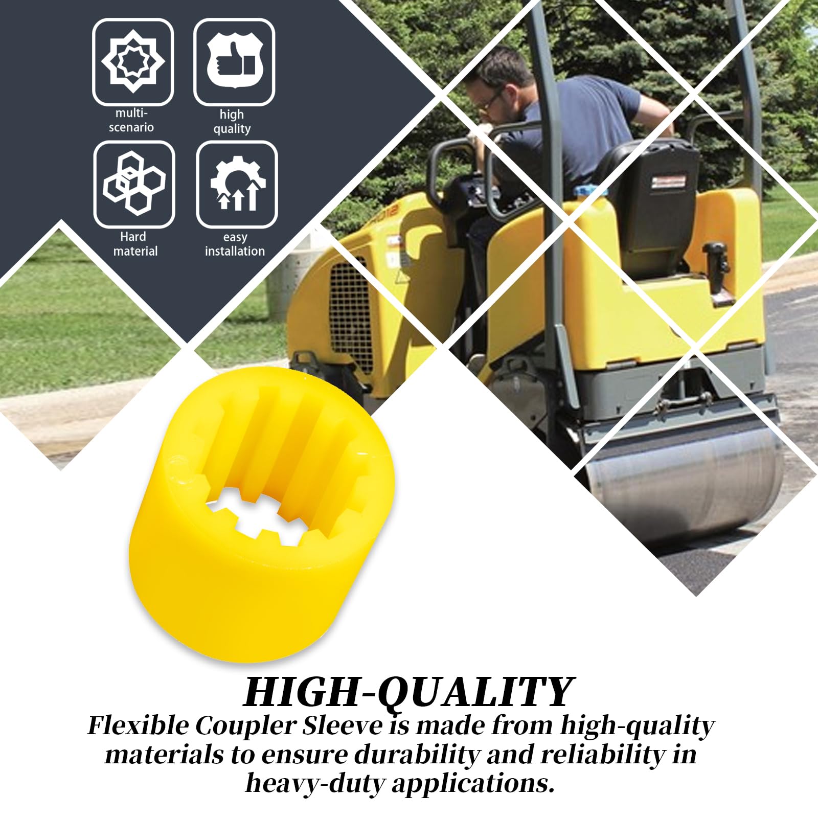 Flexible Coupler Sleeve Compatible with Wacker Neuson RD880, RD11, RD12-90 & RD16-100 Rollers - Durable Replacement Part for Construction Equipment