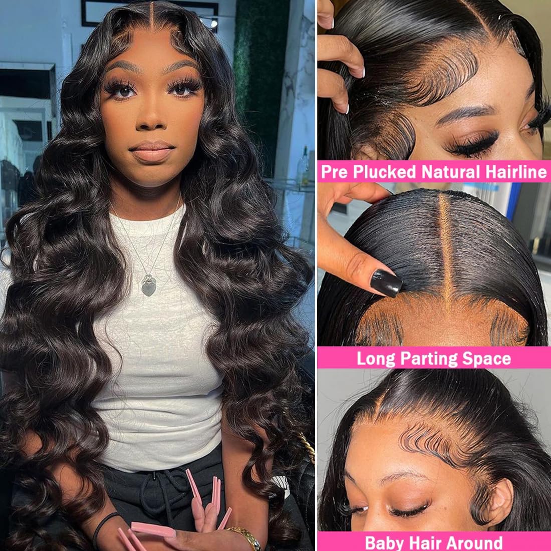 13x4 Body Wave Lace Front Wigs Human Hair 180% Density HD Lace Frontal Wigs for Women - 9A Glueless Pre-Plucked with Baby Hair, 38 Inch - Perfect for Daily Wear, Parties & Special Occasions