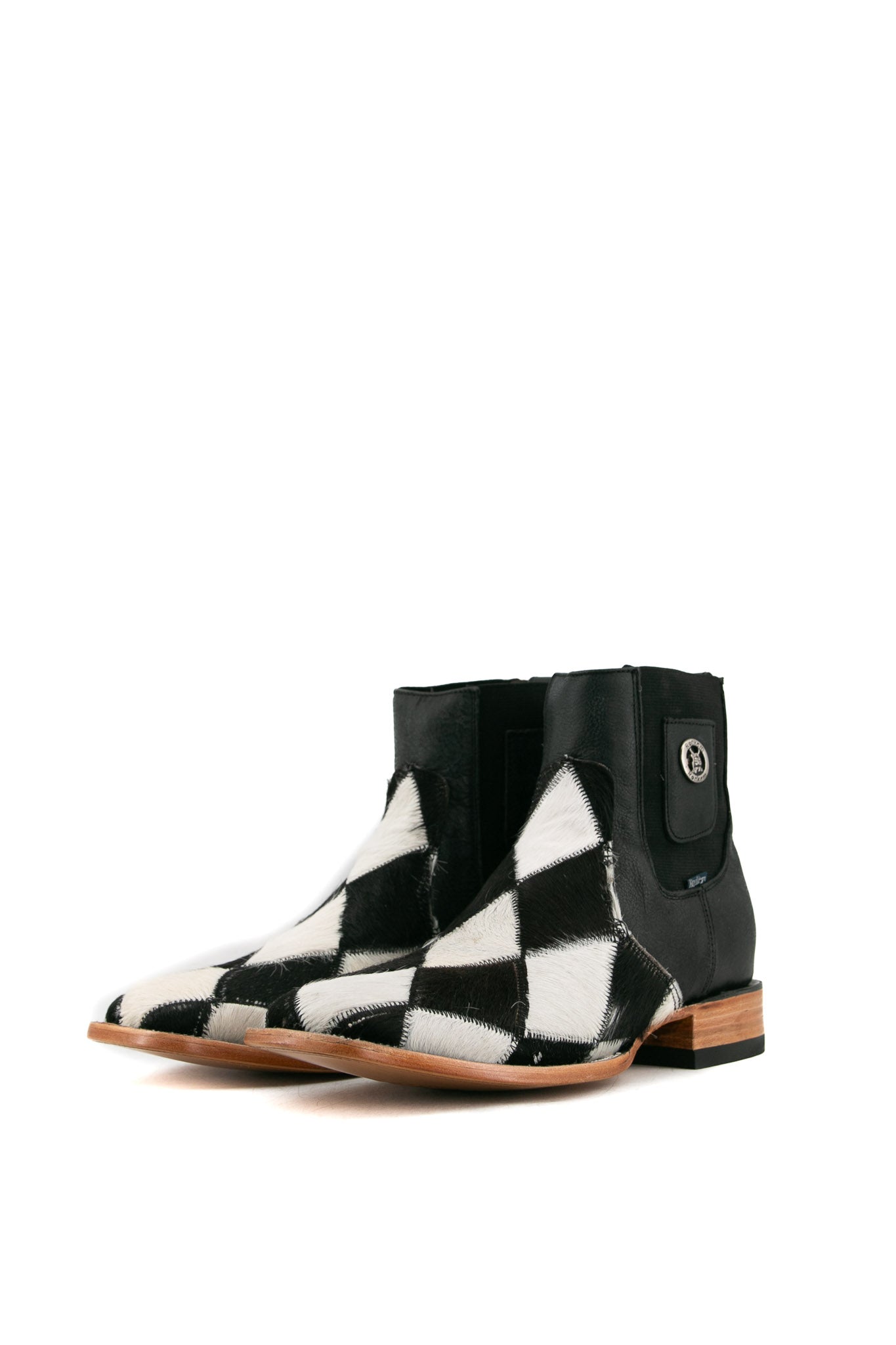 Men's Cowhide Patchwork Square Toe Ankle Boots - Size 9.5 - Western Style Work Boots for Men - Durable & Comfortable - Perfect for Casual Wear, Outdoor Work & Country Style Fashion