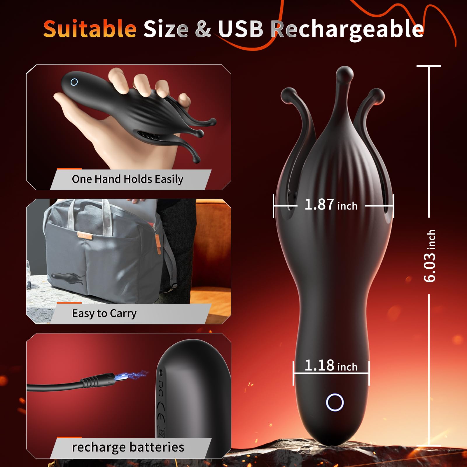 Luapoda Electric Male Masturbator Cup - Powerful 10 Vibration Modes Penis Stimulator for Men, Rechargeable Waterproof Pocket Pussy Sex Toy - Perfect for Solo Play, Couples Fun & Discreet Storage