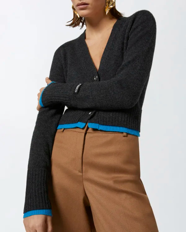 Luxury Cashmere Wool Cropped Cardigan Sweater for Women - Soft Grey Knitwear - Perfect for Office, Date Night & Fall Layering