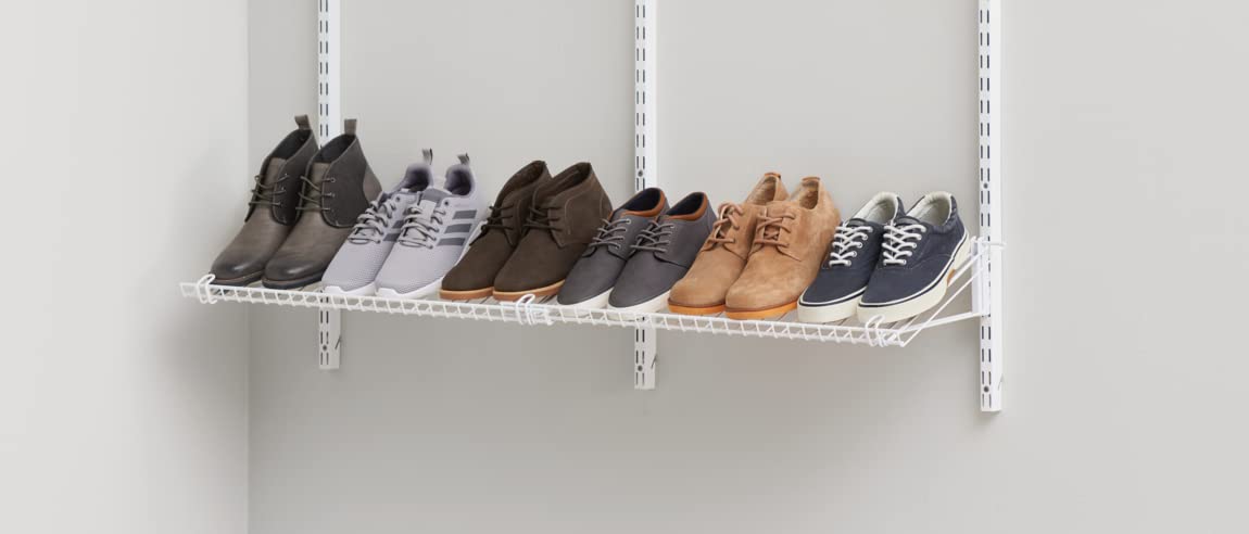 Rubbermaid Customizable Wall Mount Shoe Organizer Shelf - White - Space Saving Storage for Shoes, Hats, Bags - Perfect for Closet, Bedroom, Laundry Room, Entryway Organization