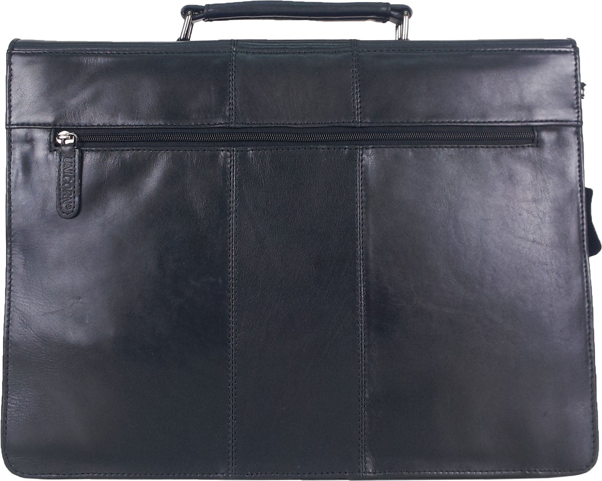 Premium Unicorn Black Genuine Leather Business Briefcase - Executive Messenger Bag with Key Lock (#2N) - Ideal for Office, Travel & Professional Meetings