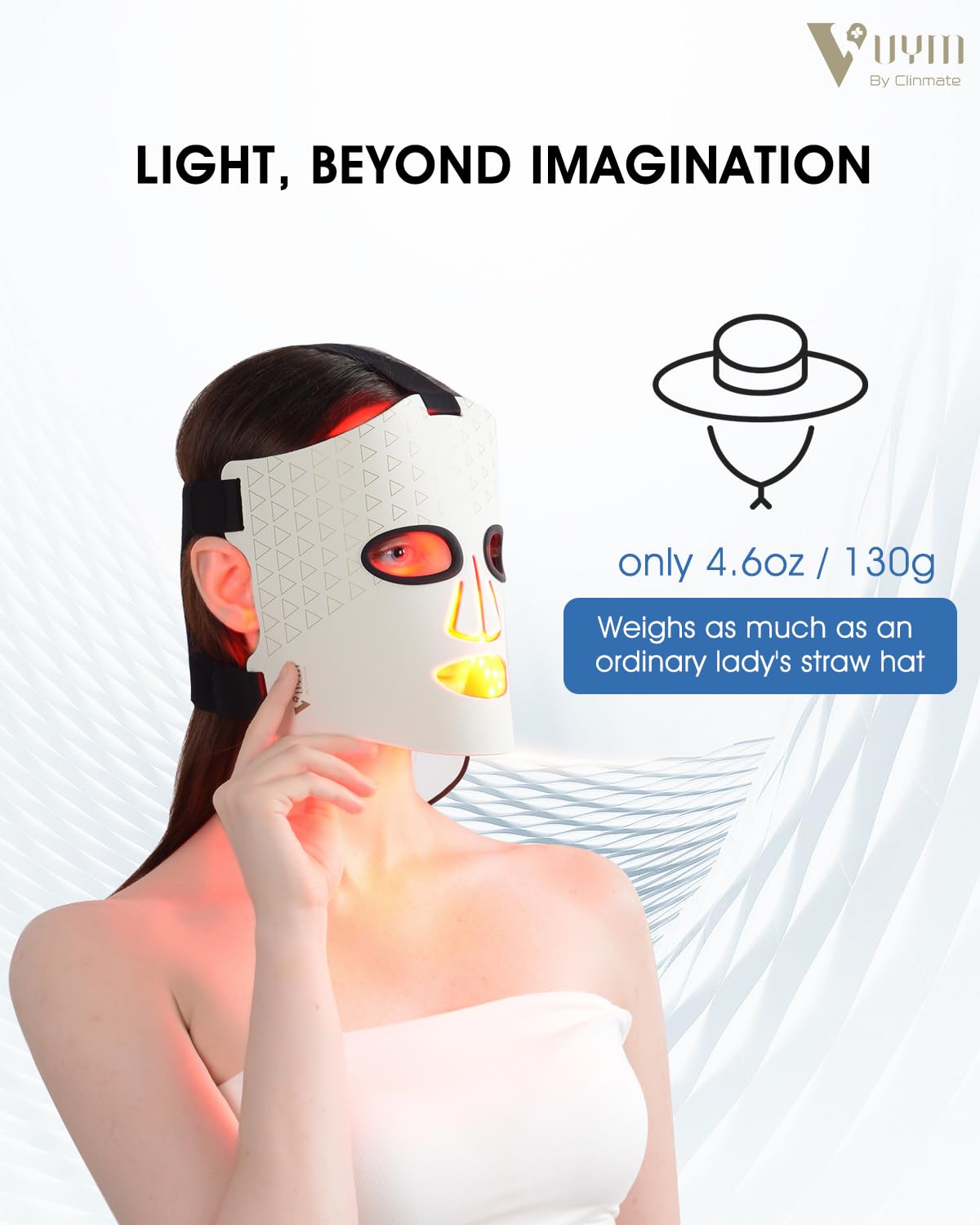 Red Light Therapy Mask for Face - 292 LEDs, 130g Lightweight & 2mm Thin, Cordless with LCD Controller | Infrared Light Therapy for Skin Care, Anti-Aging & Acne Treatment | Perfect for Home Use, Travel & Spa (White)