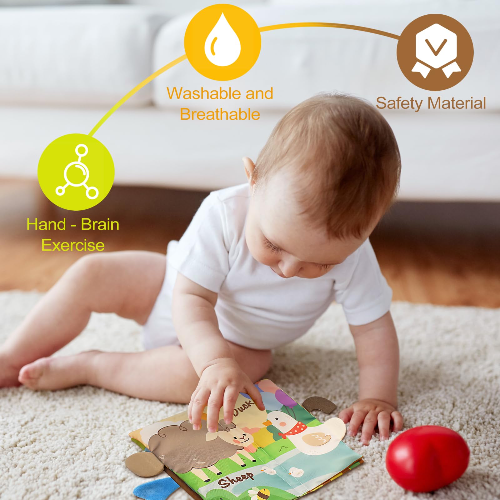 2 PCS High Contrast Baby Toys for 0-6 Months, 3D Animal Tails Sensory Books for Brain Development, Soft Montessori Visual Stimulation Toys, Perfect Gift for Newborns, Nursery & Playtime Essentials