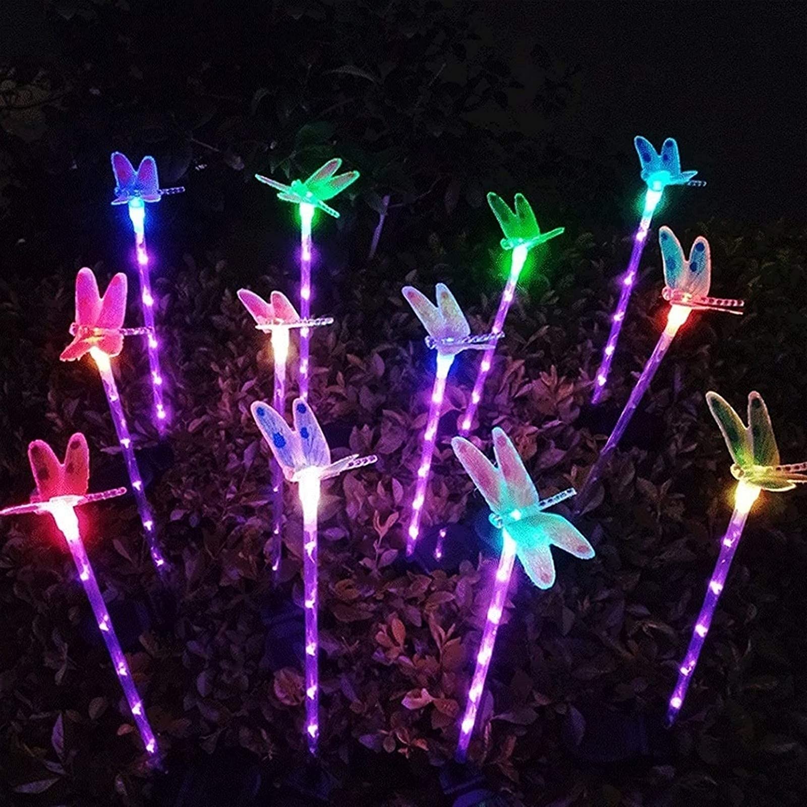 Solar Powered Dragonfly LED Garden Lights - 3 Pack Outdoor Solar Pathway Lights for Yard, Patio, Walkway | Waterproof Landscape Decoration for Garden, Lawn & Backyard