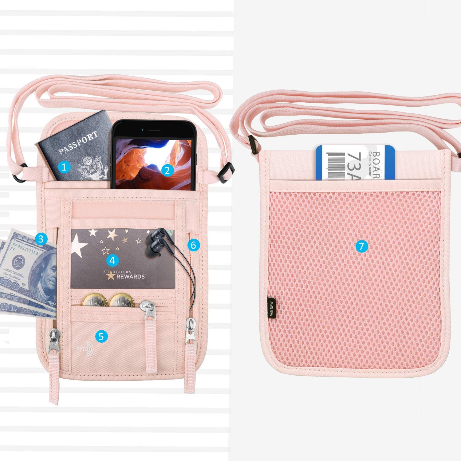 Premium PU Leather Passport Holder & Neck Wallet Travel Organizer Set - RFID Blocking for Secure Travel Accessories | Perfect for International Flights, Vacations & Business Trips