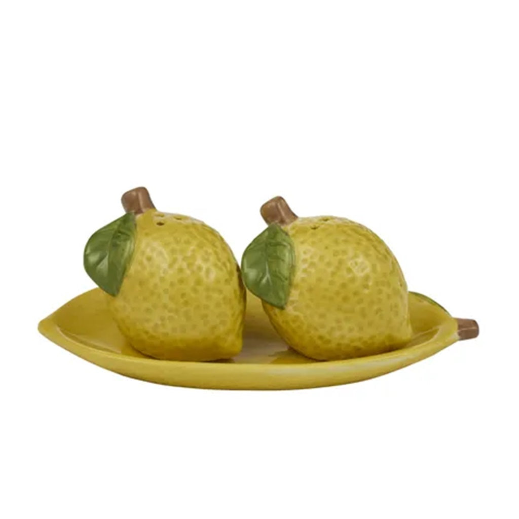 Coast to Coast Limone 3-Piece Ceramic Salt and Pepper Shaker Set - 14.5x6cm - Elegant Kitchen Tableware for Dining, Cooking & Home Decor
