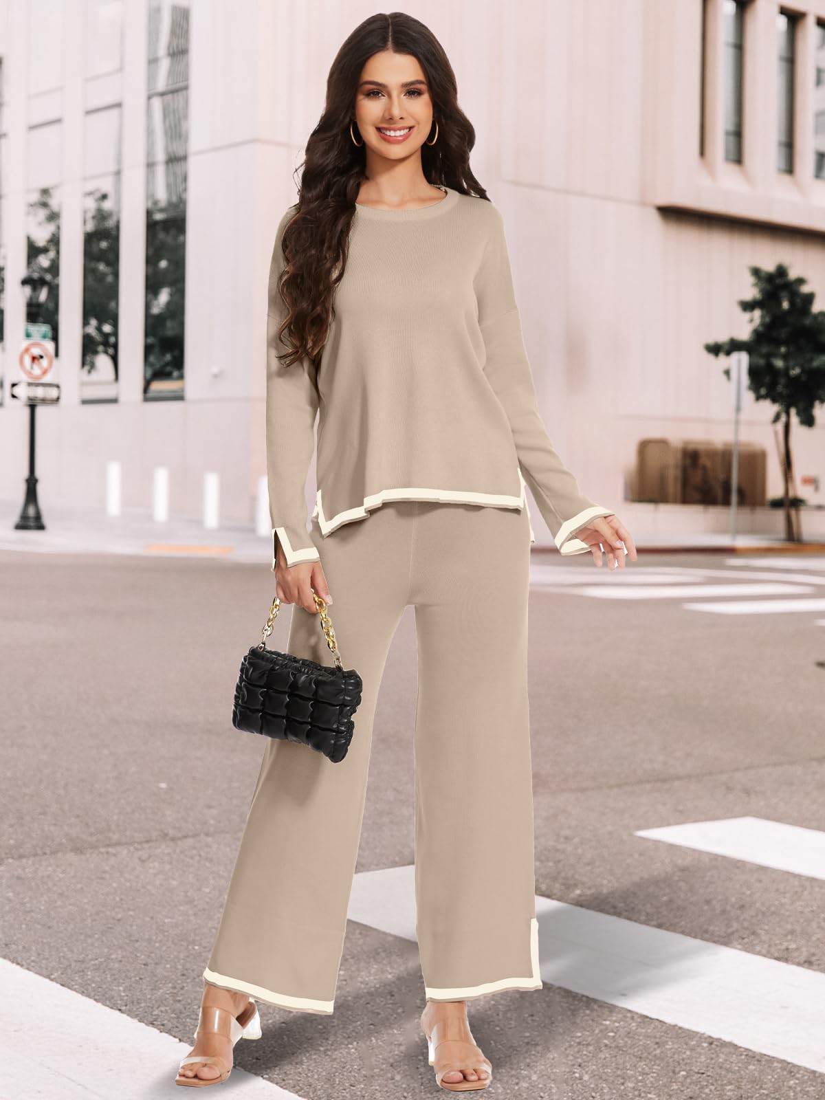 Cozy Women's Knit Lounge Sets - Petite Long Sweater Pajama & Sweatsuit 2-Piece Outfits for Casual Wear, Travel & Home Relaxation | Soft Comfort Loungewear for Chilling, Sleeping & Lounging