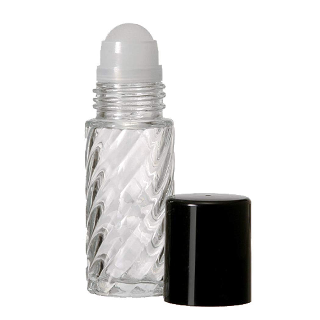 Clear Glass Swirl Pattern Roll-On Perfume Bottles with Plastic Roller & Pipettes - 144pcs for Essential Oils, Aromatherapy, Cologne & DIY Perfume Making - Perfect for Home Spa, Gift Sets & Travel Size Fragrances