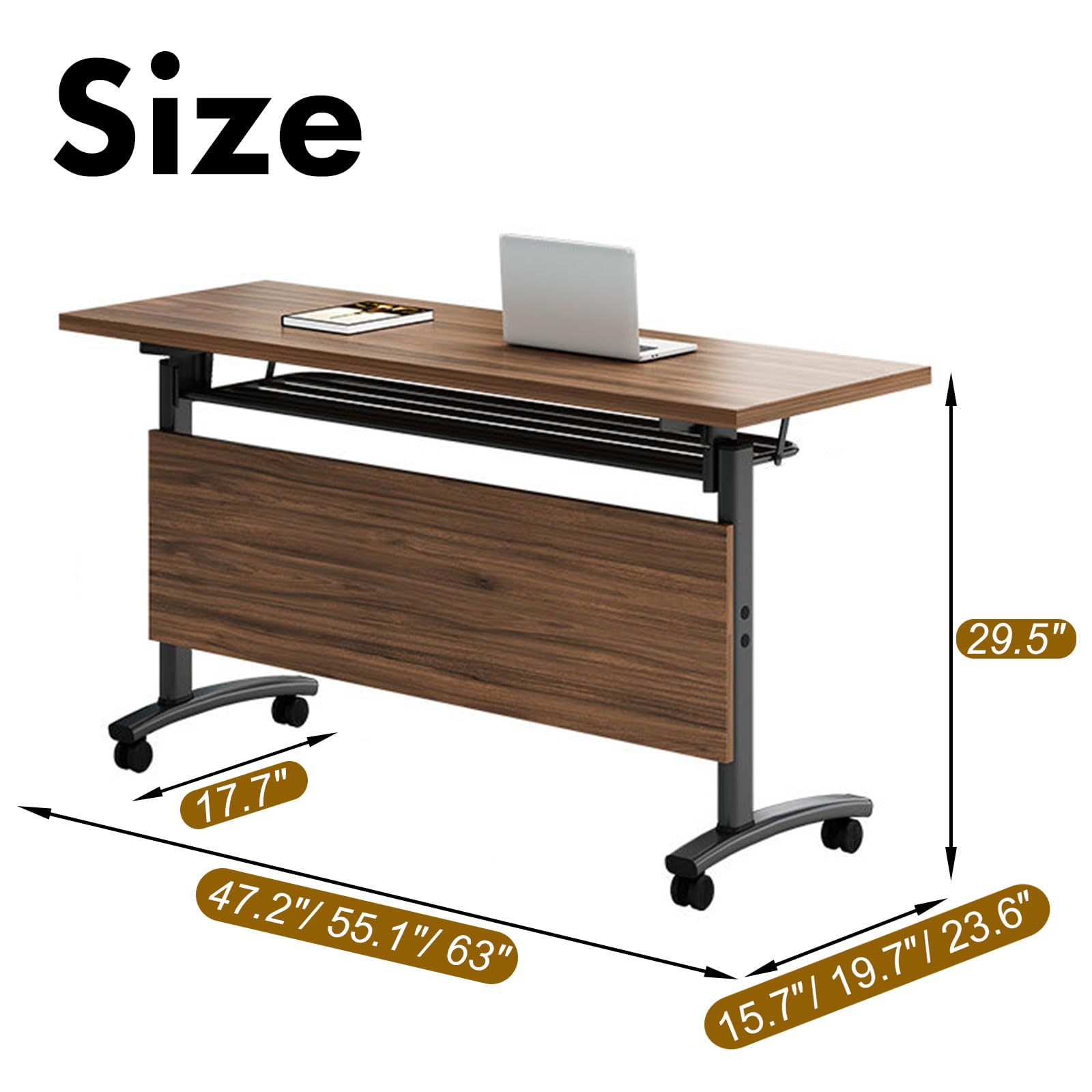 Foldable Conference Table with Wheels - 55.1