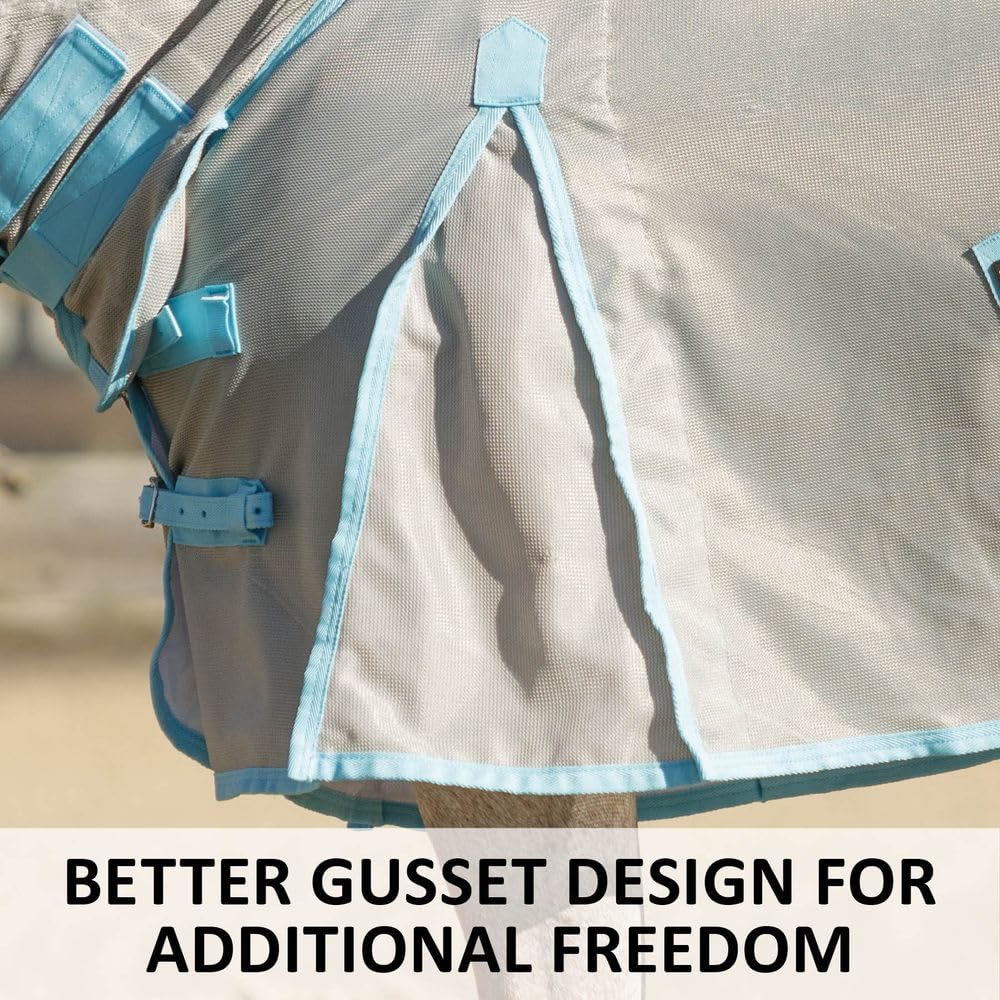 Schneiders Cooling Soft Interlock Mesh II Horse Fly Sheet - 300D Breathable Fabric with 80% UV Protection & SilverTek Lining - Reflective Strips for Night Visibility - Perfect for Summer Riding, Trail Riding, and Pasture Protection