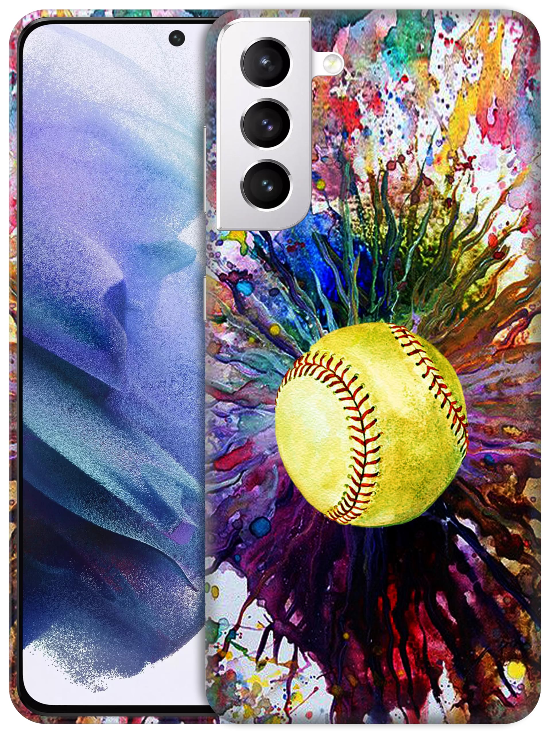 Vintage Softball Design Slim Fit Hard Snap Case for Samsung Galaxy S21 Plus - Cute Printed Plastic Cover for Samsung S21+ | Perfect for Everyday Use, Sports & Outdoor Activities