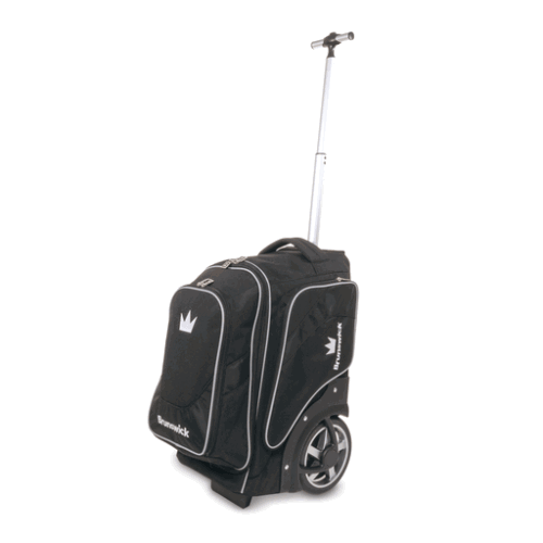 Brunswick Charger Double Roller Bowling Bag - Black | Heavy Duty 2-Ball Bowling Bag with Wheels for Men & Women | Perfect for League Play & Tournament Travel