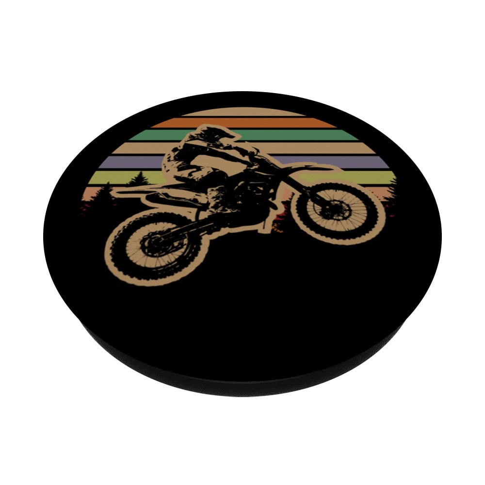 Motocross Dirt Bike Trail Bike Enduro Retro PopSockets Adhesive PopGrip - Perfect for Motorcycle Enthusiasts & Off-Road Adventures