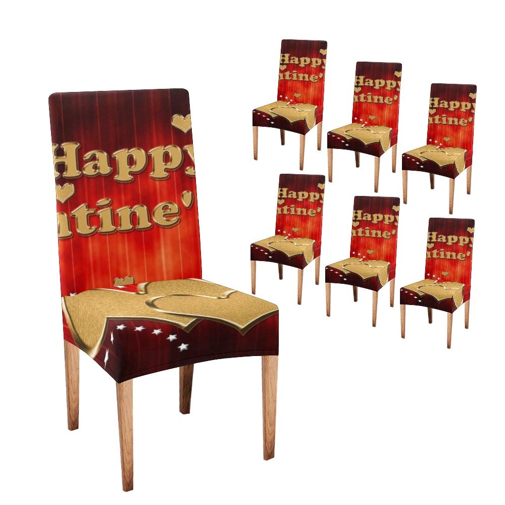 Elegant CUXWEOT Dining Chair Covers - Set of 6 Washable Slipcovers with Heart Design for Valentine's Day, Parties & Home Decor | Perfect for Weddings, Anniversaries & Romantic Dinners