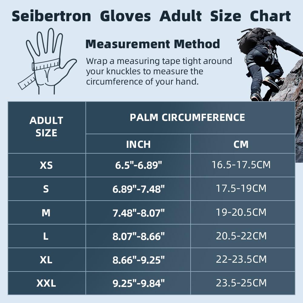 Seibertron Unisex Half-Finger Climbing Gloves - Padded, Lightweight & Breathable for Rock Climbing, Rescue, Adventure, Sailing, Kayaking & Outdoor Sports Training - Perfect for Gym, Hiking & Camping