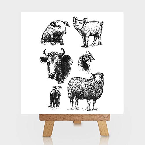 Salemi Pig Sheep Cattle Livestock Clear Stamps for Scrapbooking, DIY Silicone Seals, Photo Album, Embossing - Paper Crafting Templates & Tools | Perfect for Card Making, Journaling, and Home Decor Projects