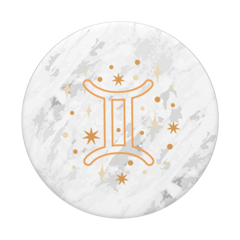 Zodiac Gemini White PopSockets PopGrip - Interchangeable Phone & Tablet Stand with Swappable Top for Customization | Perfect for Daily Use, Travel, and Hands-Free Video Calls