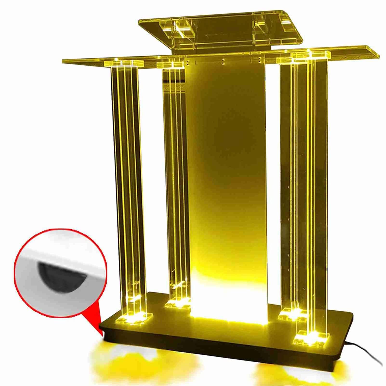Yofsza Portable Acrylic Podium Stand with Wheels - Rolling Lectern for Church, Wedding, Conference Room & Office - Transparent Pulpit for Speeches, Presentations & Ceremonies