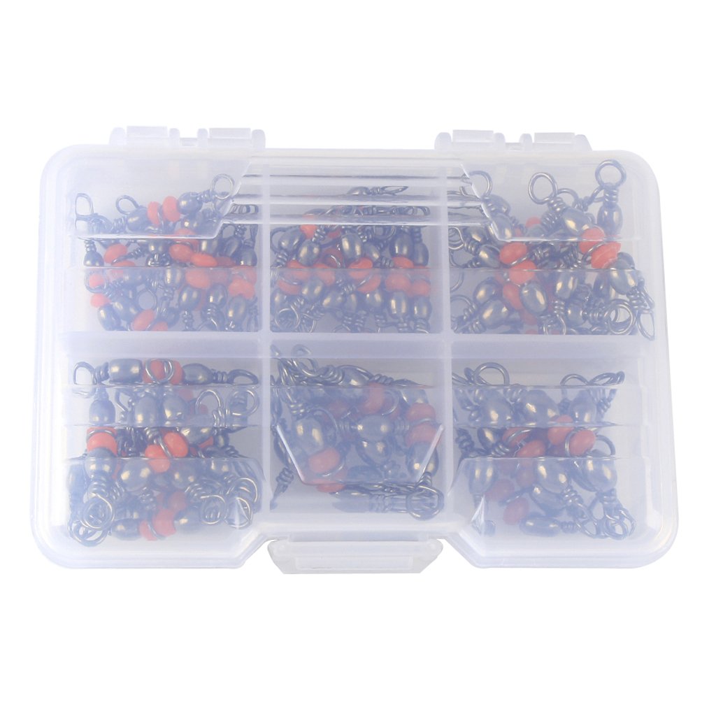 50pcs Red Brass Barrel Fishing Swivels - Triple Rolling Swivel Connectors for Saltwater & Freshwater Fishing | Strong Corrosion-Resistant Fishing Gear for Lures, Rigs & Tackle Setup