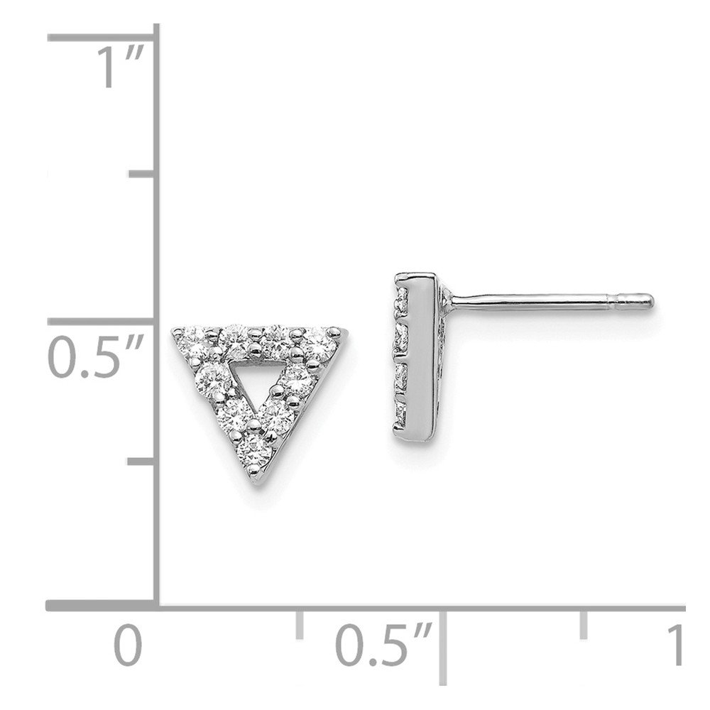 14K White Gold Triangle Open Stud Earrings for Women - 8mm Diamond Cut Design - Perfect for Everyday Wear, Parties & Special Occasions