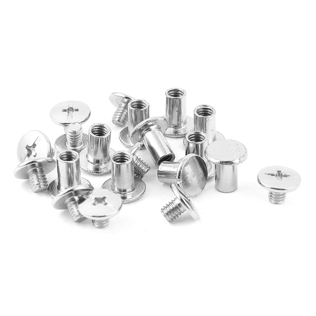 uxcell 5mm x 8mm Nickel Plated Chicago Screw Post for Scrapbooking, Bookbinding & DIY Crafts - 10pcs Set - Perfect for Photo Albums, Journals & Leather Projects