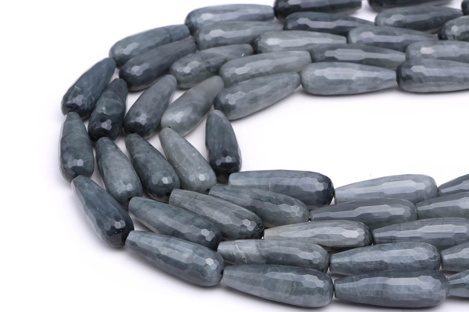Eagle Hawk's Eye Faceted Teardrop Beads 10x30mm 10x40mm 15.5 Strand - Natural Stone Beads for Jewelry Making, DIY Bracelets & Necklaces - Perfect for Boho, Hippie & Handmade Craft Projects