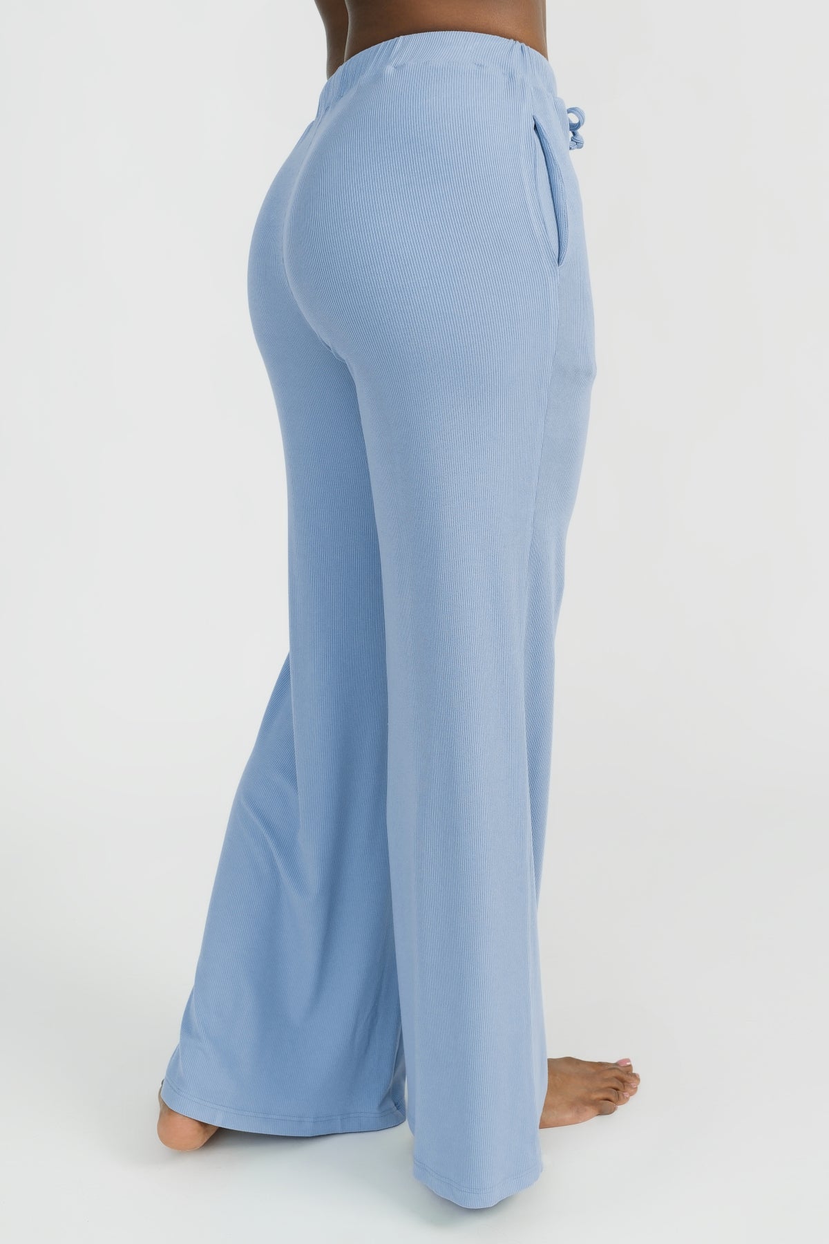 Rory Wide Leg Pants in Azure Blue - Comfortable High Waist Flowy Trousers for Women | Perfect for Office, Casual Outfits & Travel