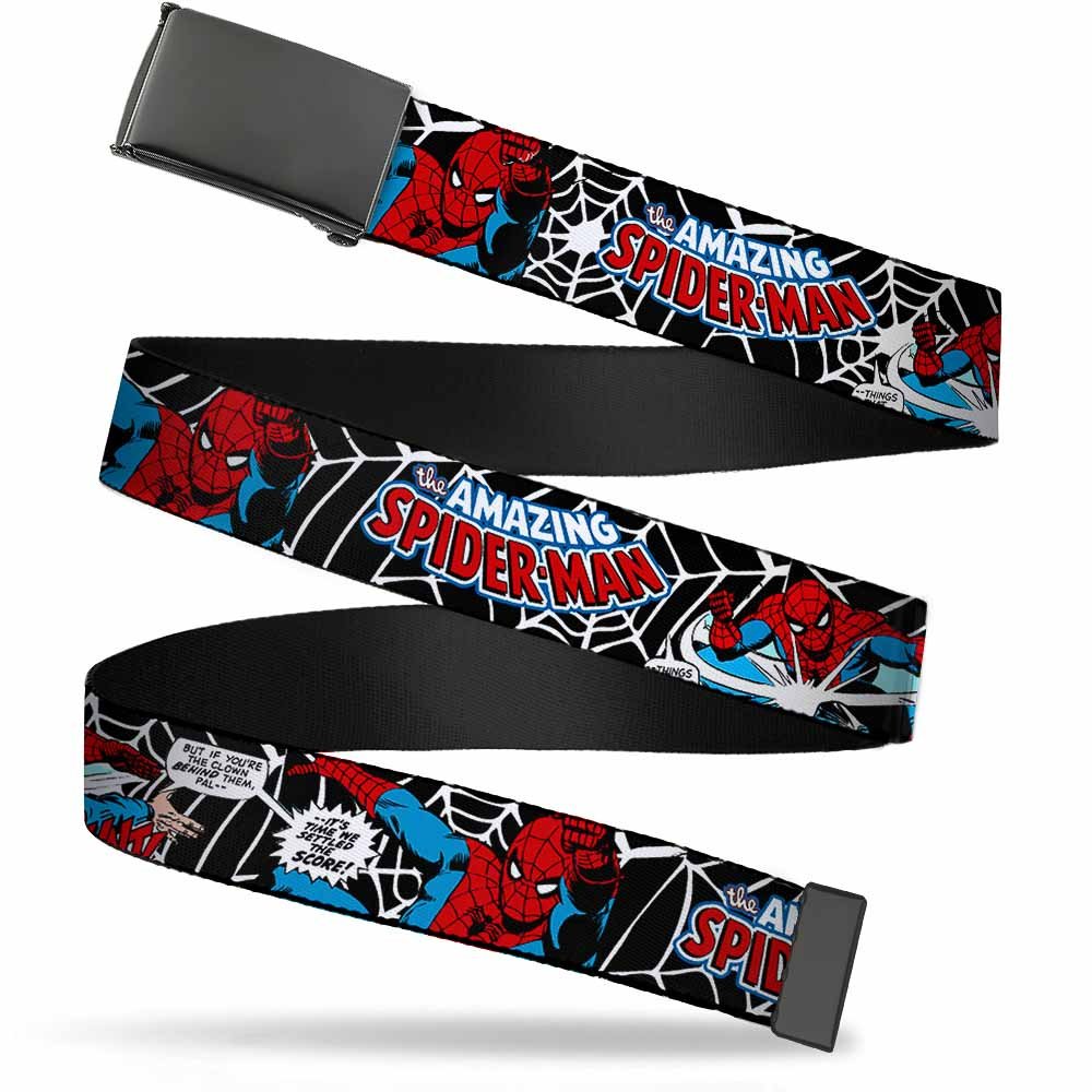 Buckle-Down Adjustable Web Belt - Official Spider-Man Action2 Design with Amazing Spider-Man Logo | Perfect for Cosplay, Comic Con & Superhero Fans