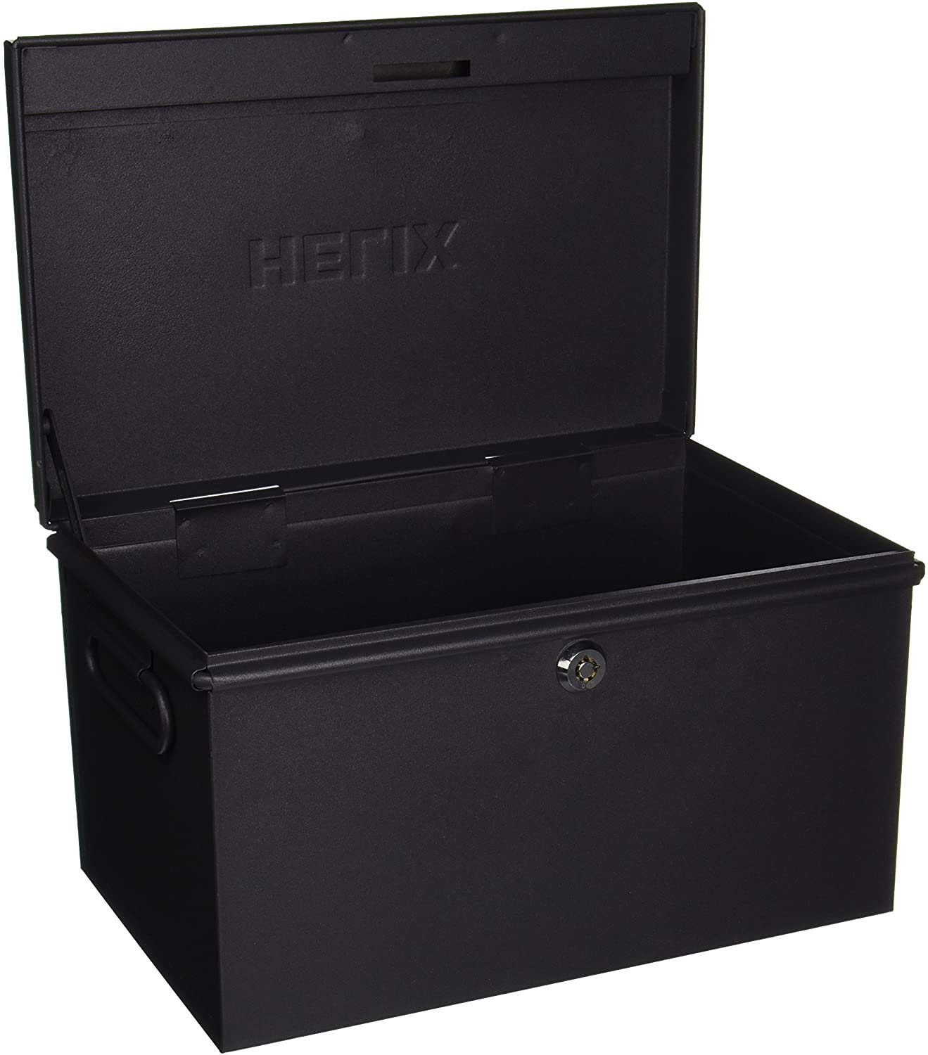 Helix 12-Inch Black Deed Box with Lock - Secure Document Storage for Home, Office & Legal Papers (Model 32476)