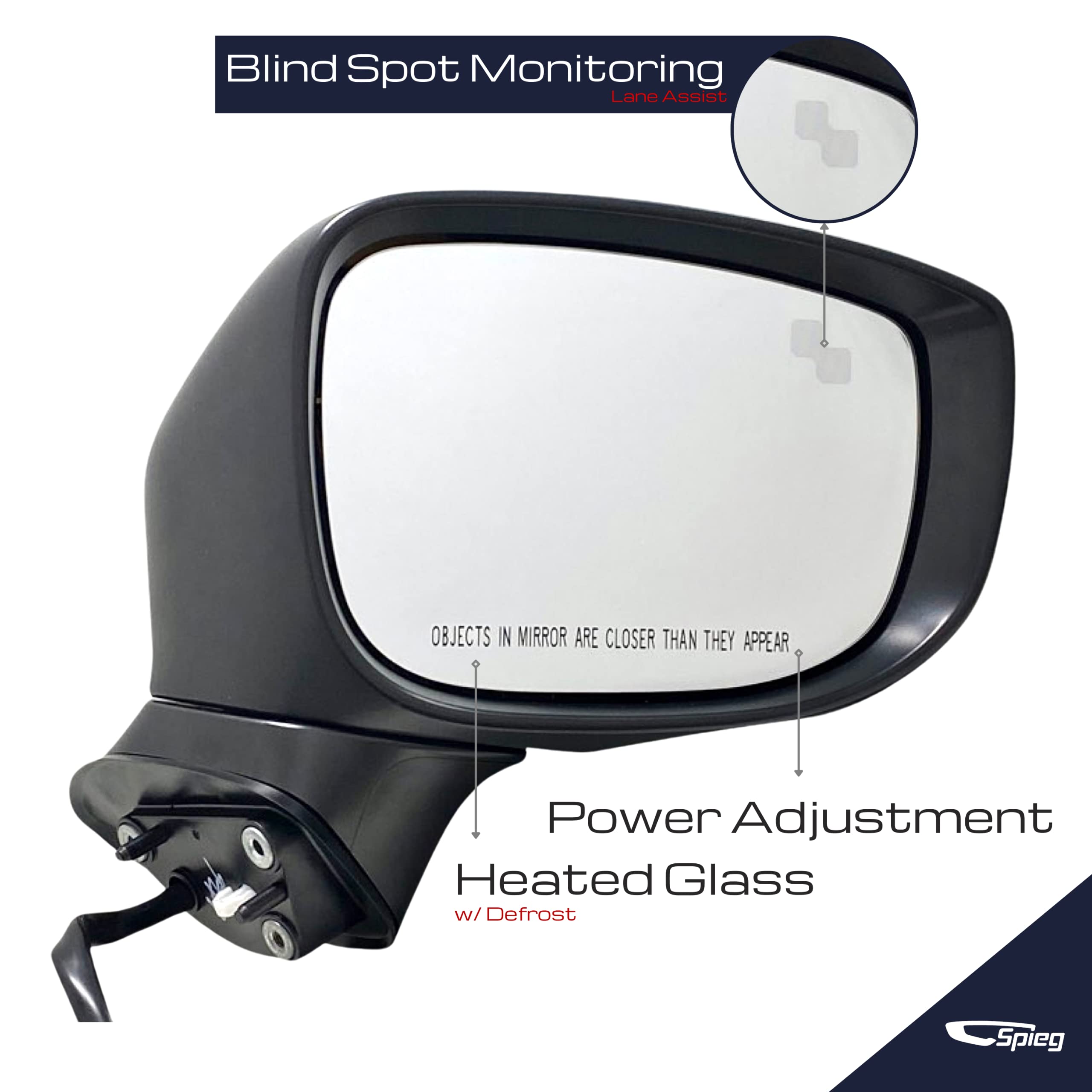 Spieg MA1321200 Passenger Side Mirror for Mazda CX-5 2017-2024 | Right Side Heated Blind Spot Mirror with Turn Signal | OEM Replacement | Perfect for Parking & Lane Changing Safety