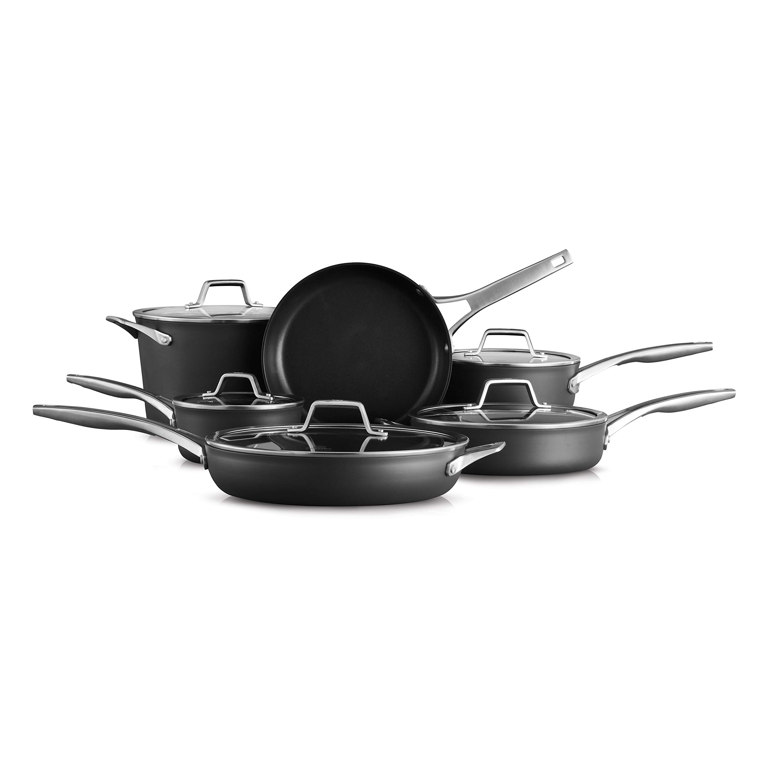 Calphalon 11-Piece Nonstick Cookware Set - Pots and Pans with Stay-Cool Handles, Dishwasher & Metal Utensil Safe, Black - Perfect for Home Cooking, Meal Prep & Professional Chefs