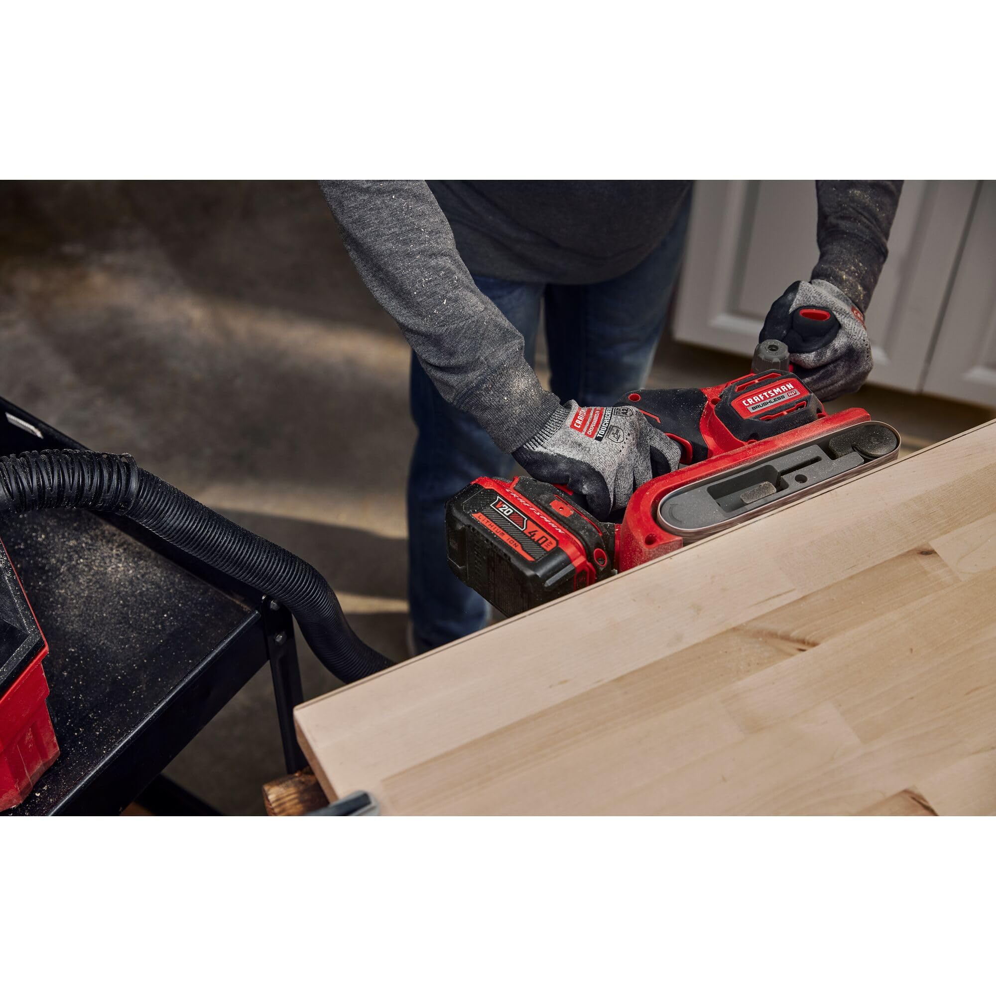 CRAFTSMAN V20* Brushless Cordless Belt Sander (CMCW223B) - Professional Woodworking & DIY Home Improvement Power Tool for Sanding, Polishing & Surface Preparation