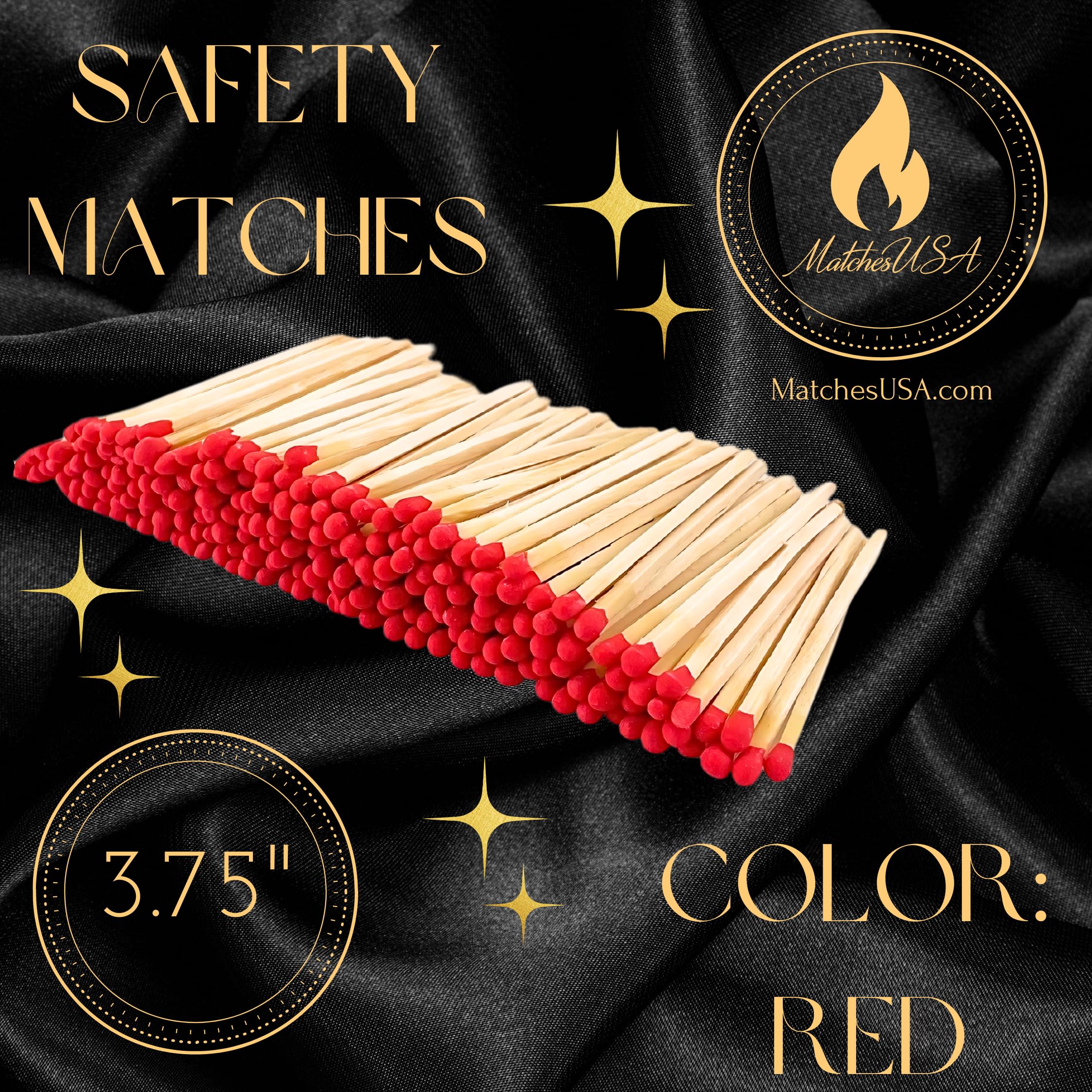 3.75 Inch Red Safety Matches - 100 Count Wooden Matchsticks Bundle for Fireplace, Candles & Camping - Long Burning Replacement Matches for Home, Outdoor & Emergency Use