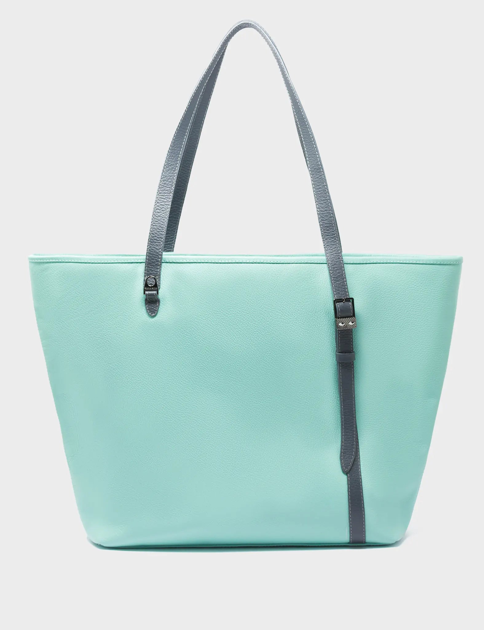 Bruno Oceanic Green Leather Tote Bag with Eye Love New York Embroidery - Stylish & Durable Handbag for Work, Travel & Everyday Use